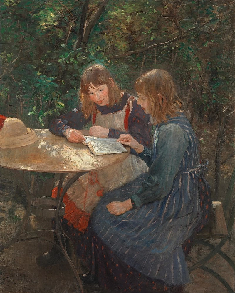 Le figlie dell'artista in giardino (1892) - Neue Pinakothek München